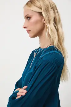 Medicine bluza culoarea turcoaz, neted imagine