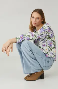 Medicine bluza din amestec de in culoarea bej, modelator imagine