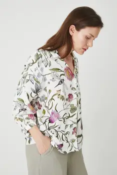 Medicine bluza din amestec de in culoarea bej, modelator imagine