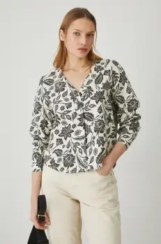 Medicine bluza din amestec de in culoarea bej, modelator imagine