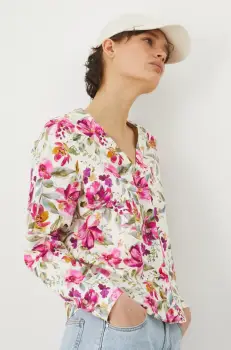 Medicine bluza din amestec de in culoarea bej, modelator imagine