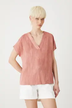 Medicine bluza din amestec de in culoarea portocaliu, neted imagine