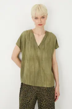 Medicine bluza din amestec de in culoarea verde, neted imagine