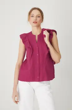 Medicine bluza din bumbac femei, culoarea rosu, neted imagine