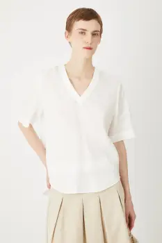 Medicine bluza din in culoarea alb, neted imagine