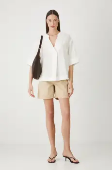 Medicine bluza din in culoarea alb, neted imagine