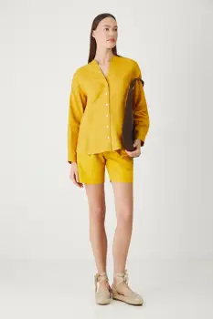 Medicine bluza din in culoarea galben, neted imagine