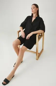 Medicine bluza din in culoarea negru, neted imagine