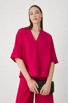 Medicine bluza din in culoarea roz, neted imagine