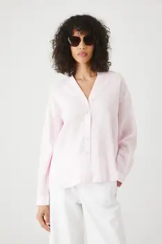 Medicine bluza din in culoarea roz, neted imagine