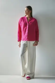 Medicine bluza din in culoarea roz, neted imagine