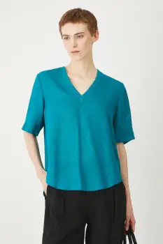 Medicine bluza din in culoarea verde, neted imagine