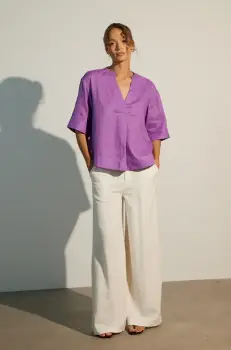 Medicine bluza din in culoarea violet, neted imagine