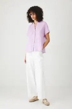 Medicine bluza din in culoarea violet, neted imagine