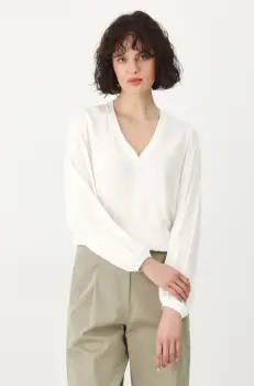 Medicine bluza femei, culoarea alb, neted imagine