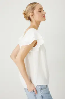 Medicine bluza femei, culoarea alb, neted imagine