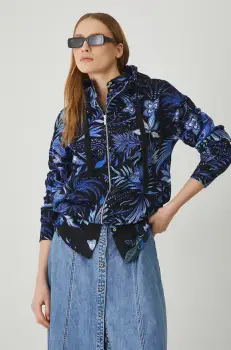 Medicine bluza femei, culoarea albastru marin, cu gluga, modelator imagine