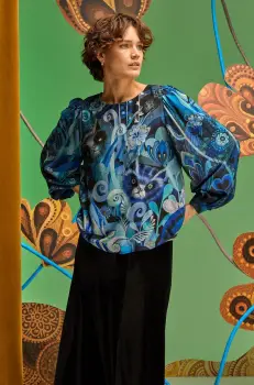 Medicine bluza femei, culoarea albastru marin, modelator imagine