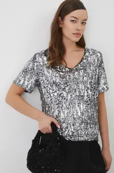 Medicine bluza femei, culoarea argintiu, cu imprimeu imagine