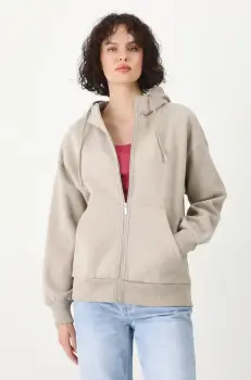 Medicine bluza femei, culoarea bej, cu gluga, melanj imagine