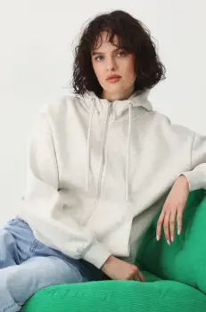 Medicine bluza femei, culoarea bej, cu gluga, melanj imagine