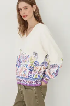 Medicine bluza femei, culoarea bej, cu imprimeu imagine