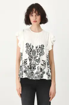 Medicine bluza femei, culoarea bej, cu imprimeu imagine