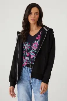 Medicine bluza femei, culoarea negru, cu gluga, neted imagine