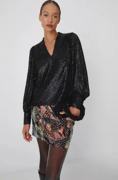 Medicine bluza femei, culoarea negru, cu imprimeu imagine