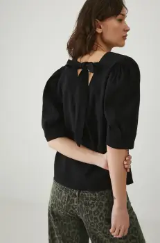 Medicine bluza femei, culoarea negru, neted imagine