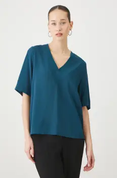 Medicine bluza femei, culoarea turcoaz, neted imagine