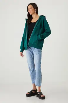 Medicine bluza femei, culoarea verde, cu gluga, neted imagine