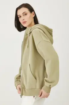 Medicine bluza femei, culoarea verde, cu gluga, neted imagine