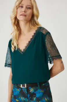 Medicine bluza femei, culoarea verde, cu imprimeu imagine