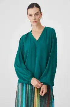 Medicine bluza femei, culoarea verde, neted imagine