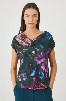 Medicine bluza femei, culoarea verde, neted imagine