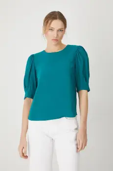 Medicine bluza femei, culoarea verde, neted imagine