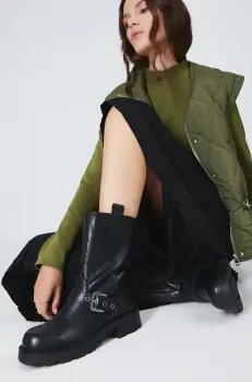 Medicine botine femei, culoarea negru, cu platforma imagine