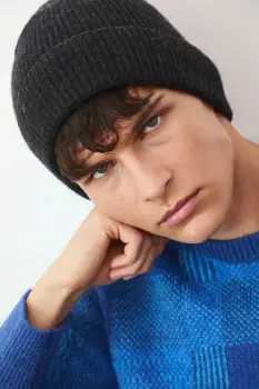 Medicine caciula din lana merino culoarea gri imagine