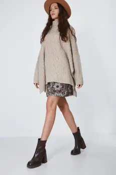 Medicine cizme de piele femei, culoarea maro, cu toc drept imagine