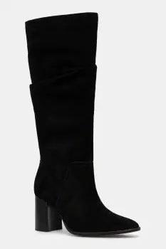 Medicine cizme din piele intoarsa culoarea negru, cu toc drept imagine