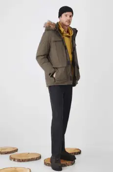 Medicine geaca barbati, culoarea verde, de iarna imagine