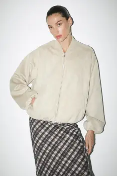 Medicine geaca bomber culoarea bej, de tranzitie imagine