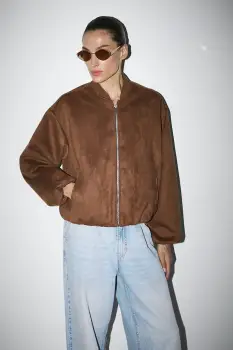 Medicine geaca bomber culoarea bej, de tranzitie imagine