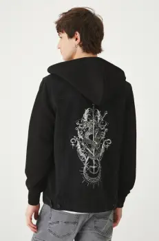 Medicine geaca de blugi din bumbac barbati, culoarea negru, de tranzitie imagine