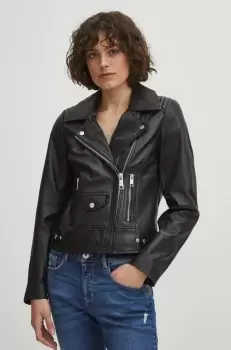 Medicine geaca de piele femei, culoarea negru, de tranzitie imagine
