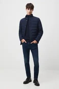 Medicine geaca de puf culoarea bleumarin, de iarna imagine