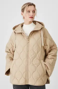 Medicine geaca femei, culoarea bej, de tranzitie, oversize imagine