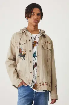 Medicine geaca jeans barbati, culoarea bej, de tranzitie imagine