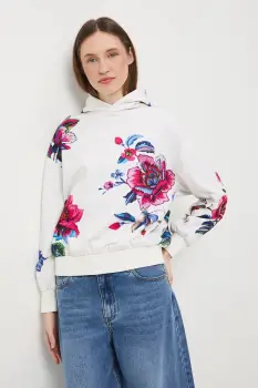 Medicine hanorac de bumbac culoarea bej, cu gluga, modelator imagine